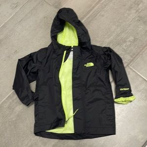 2T North Face rain jacket black and yellow